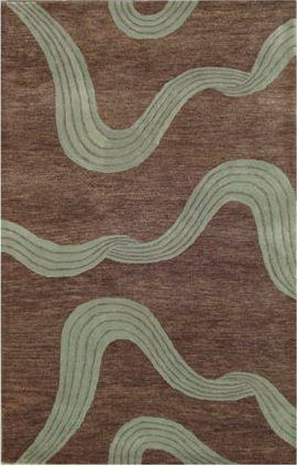 Tapis décoratif en laine brun Touffeté à la main à motif abstrait Ilford, Rectangle 2 pi x 3 pi