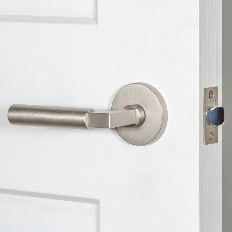 Viaggio Circolo Rosette Privacy (Bed & Bath) with Contempo Lever, Left, Satin Nickel, 2.75"