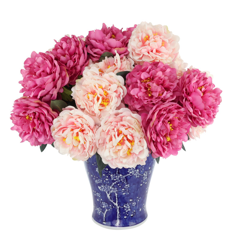 Peony Arrangement in a Ceramic Pot