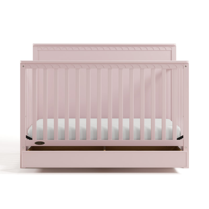 Lit de bébé convertible 5-en-1 avec tiroir Sasha, Rose