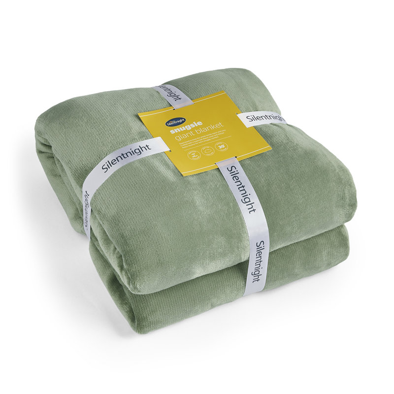 Silentnight Snugsie Giant Throw- Cosy Sherpa Lined - Non Heated Blanket, Green, 180cm W x 240cm L