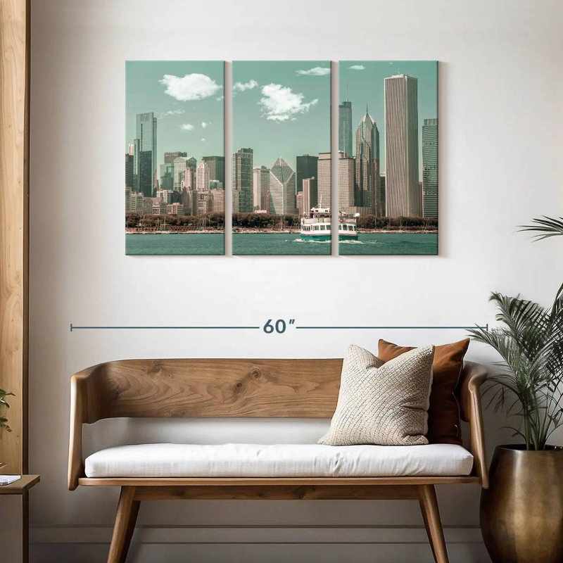 Style rétro Sirci Chicago Skyline, H 28 po x l 45 po