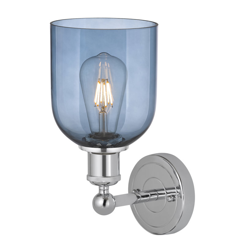 Allysson Steel Armed Sconce, Princess Blue, Polished Chrome