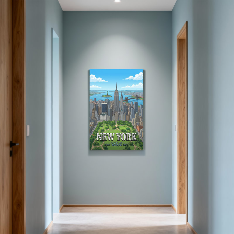 Scénique et paysages urbains New York City avec statue de la liberté, H 30 po x l 20 po