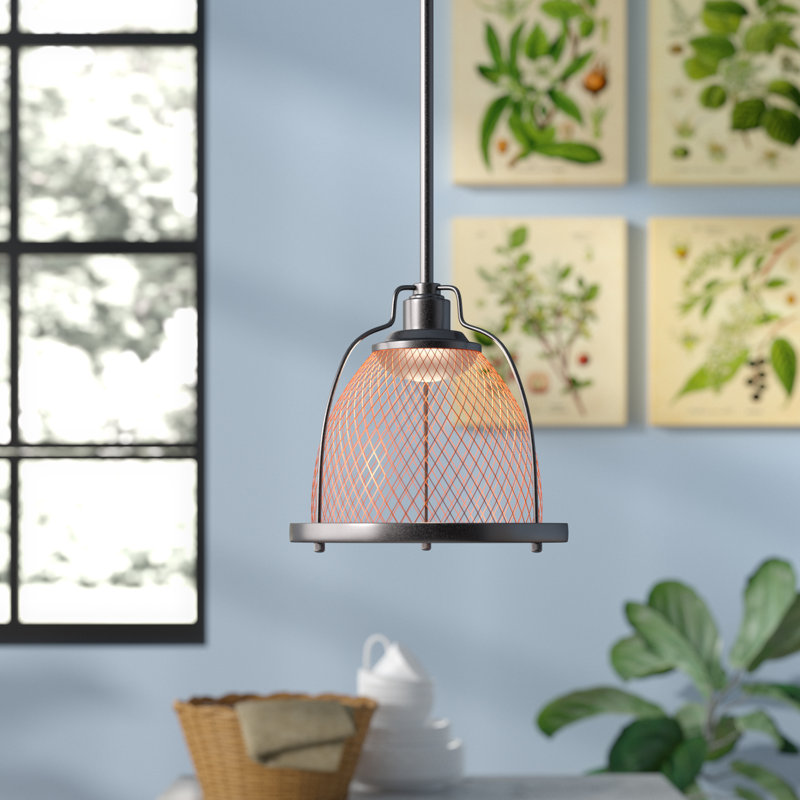 Luminaire suspendu en forme de dôme à 1 lumière Aadhyan, Bronze foncé / Cuivre