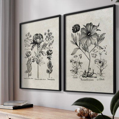 Vintage Floral LXIV - Ensemble de 2 reproductions de cadres d'angle fermés