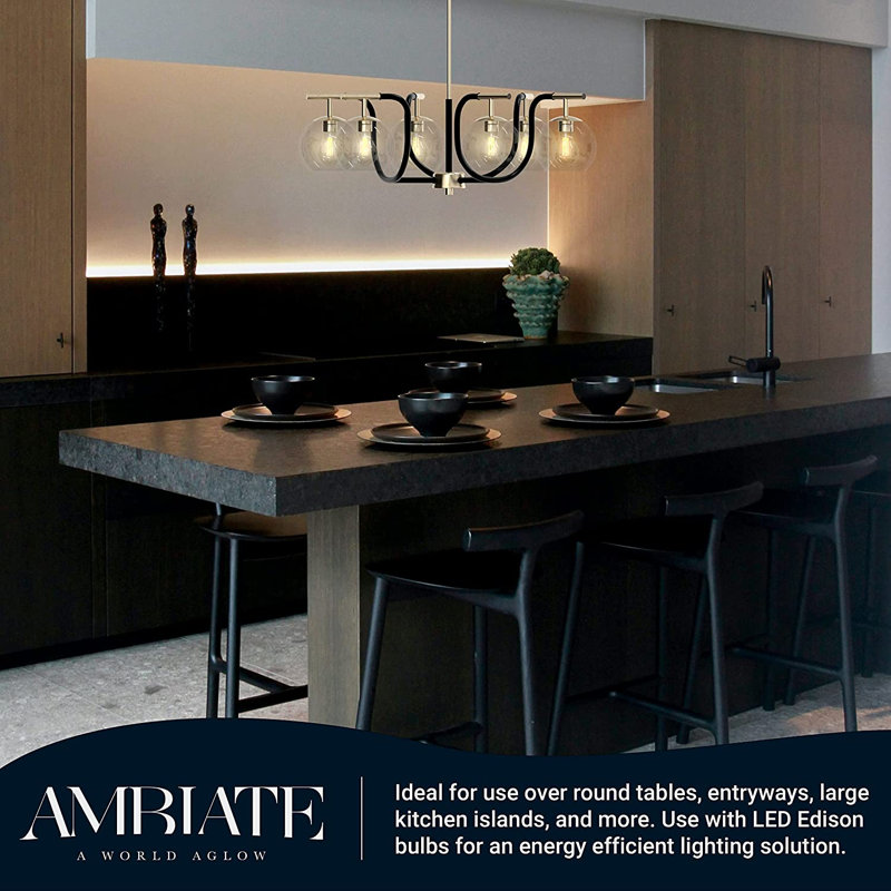 Lustre classique à 6 lumières avec abat-jour, H 29 po x l 27 po x P 8,23 po, Or
