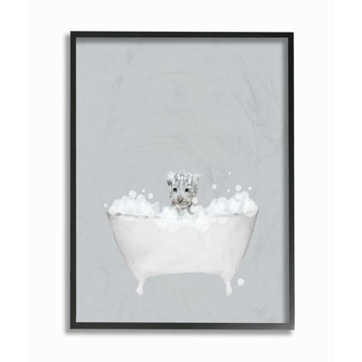 «White Tiger Blue Bath Cute Animal» par Leah Straatsma - impression d'art graphique