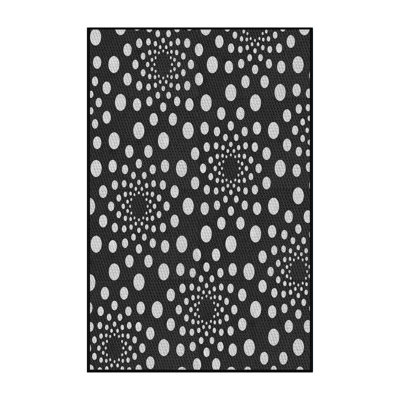 Tapis noir / blanc à pois