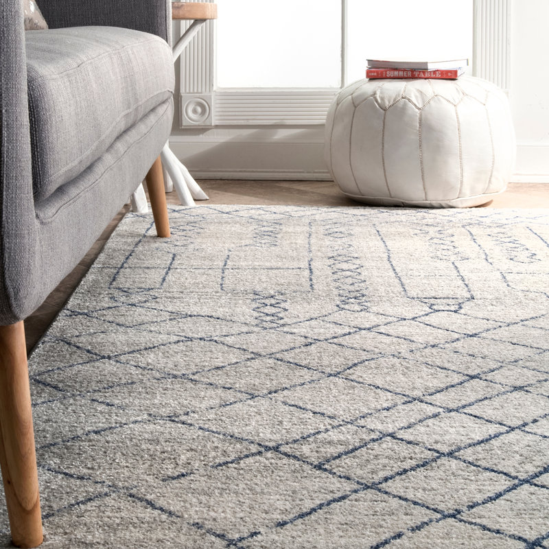 Tapis rayé gris Addison, Rectangle 5 pi x 7 pi 5 po
