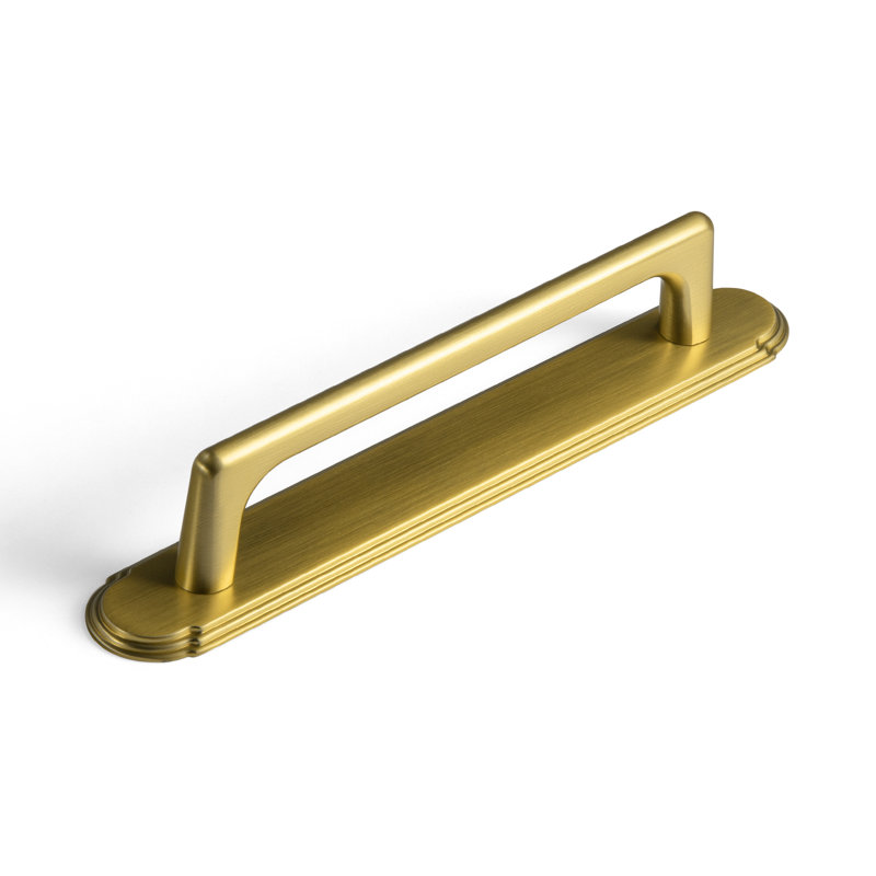Poignée barre classique avec panneau arrière, Or brossé, 5"