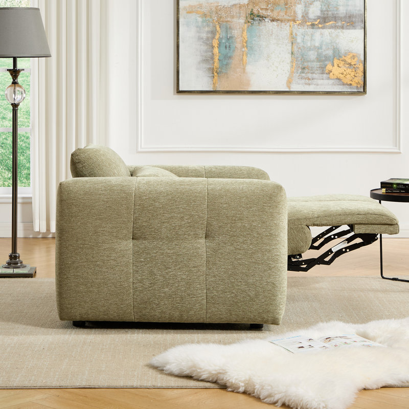 Canapé inclinable électrique surdimensionné moderne en chenille de 119 cm de large avec un seul moteur et appui-tête réglable manuellement