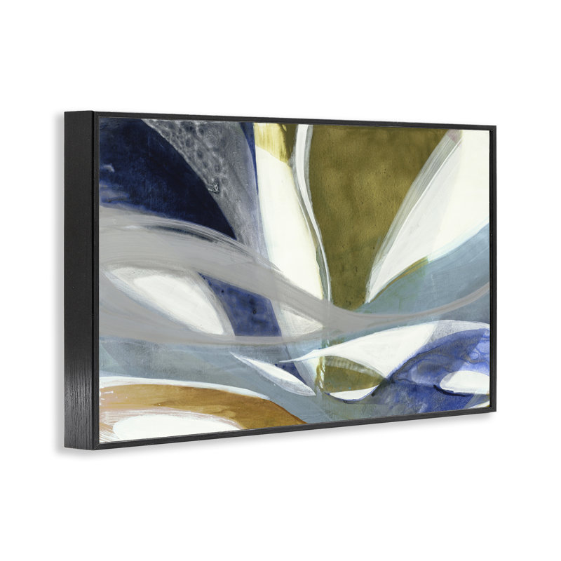 Giclée contemporaine encadrée de vrilles ondulées, design par Liz Jardine, H 12 po x l 18 po, Giclée encadrée noir minuit