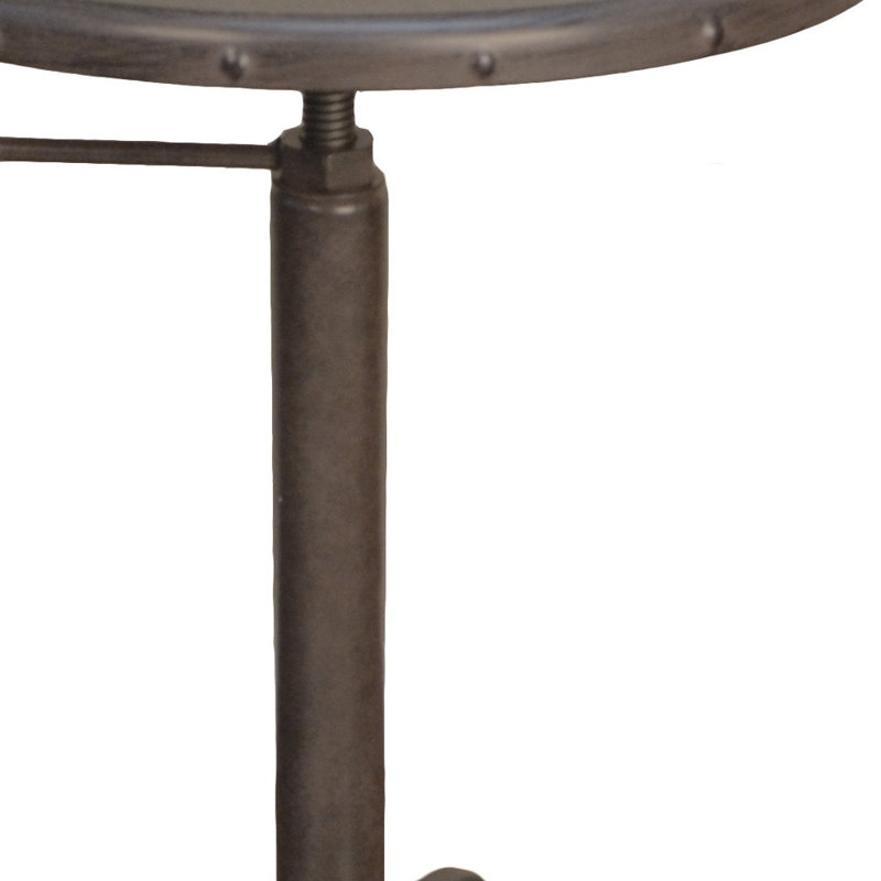 Felierix Iron Pedestal End Table, Brown Wood/Gray