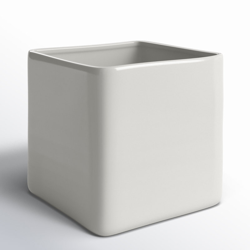 Pot à fleurs en céramique Demetria, Blanc, H 6,25 po x l 6,25 po x P 6,25 po