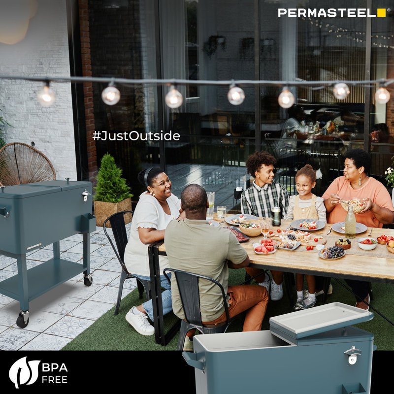Permasteel 80-Qt Outdoor Patio Cooler with Removable Basin, Teal