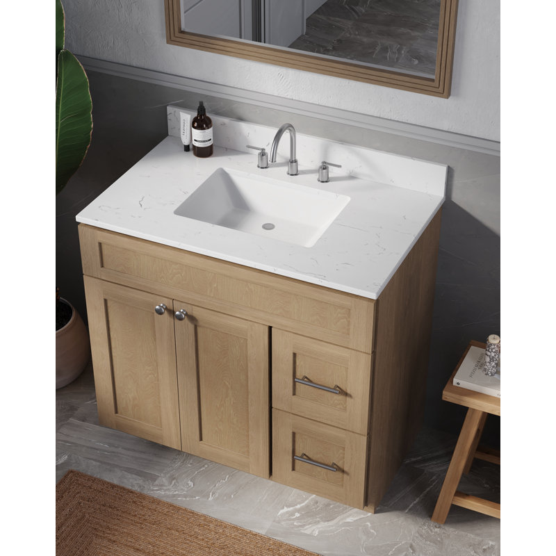 Ensemble de meuble-lavabo simple 36 po Chrisna, Chêne naturel
