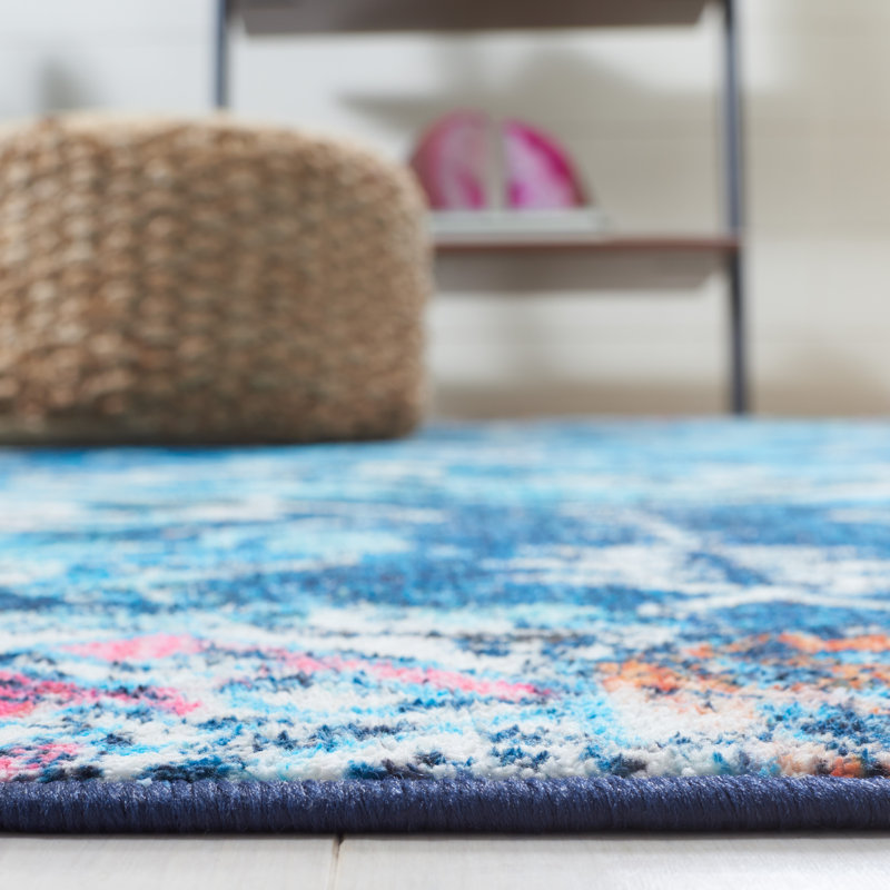 Tapis floral lavable à la machine Spirz Riviera, Rond 6 pi 7 po