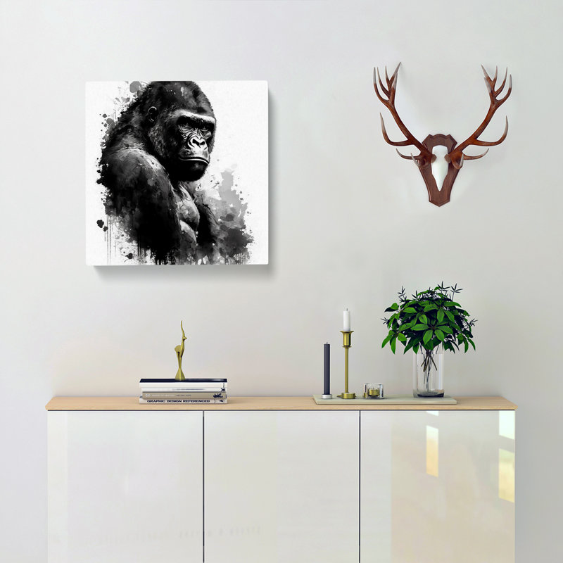 Gorilla Ink Wash No.1 - Wrapped Canvas, 50cm H x 50cm W x 3cm D