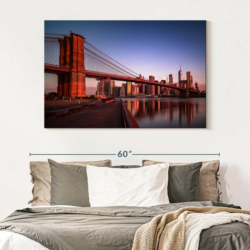 Lilie Brooklyn Bridge au lever du soleil, H 34 po x l 51 po