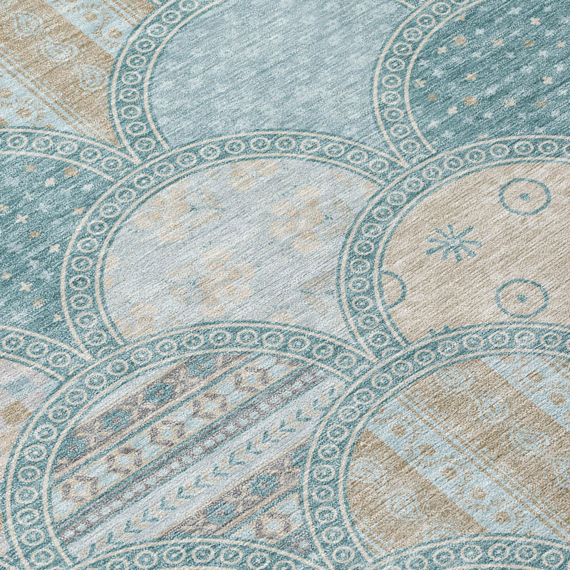 Machine Washable Indoor/Outdoor Chantille ACN2863 Americana Rug, Teal, 8' Round