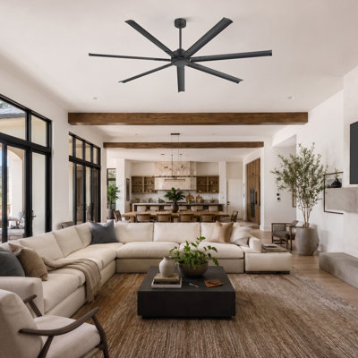 84” Large Industrial Ceiling Fan with Remote, 8-Blade Aluminum Indoor/Outdoor Fan, Quiet Reversible DC Motor, 6 Speeds, for Patio, Warehouse, Barn
