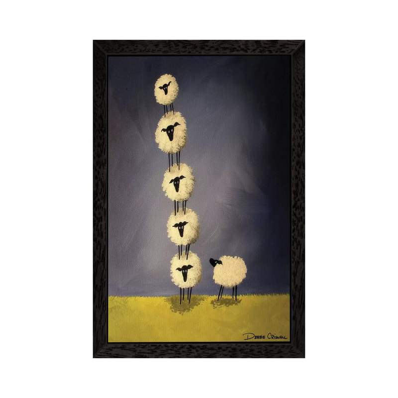 Leaning Tower Of Sheepisa by Debbie Criswell - Floater Frame Painting on Canvas, Black, 66.04cm H x 45.72cm W x 3.81cm D