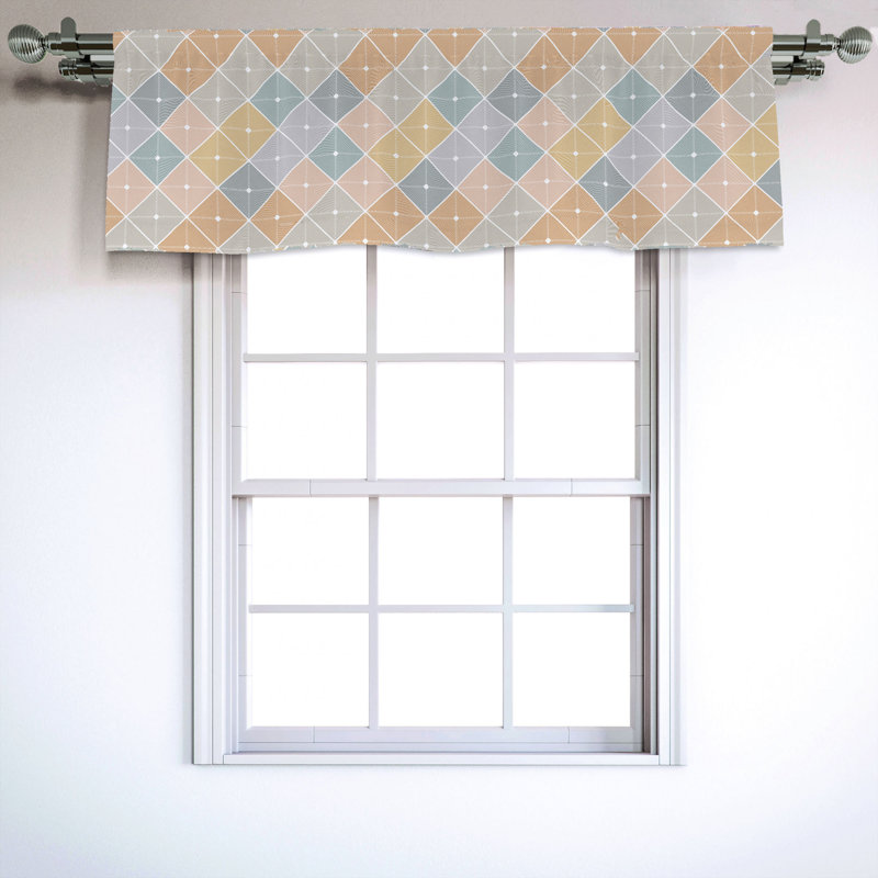 Sateen Geometric Ruffled Window Valance