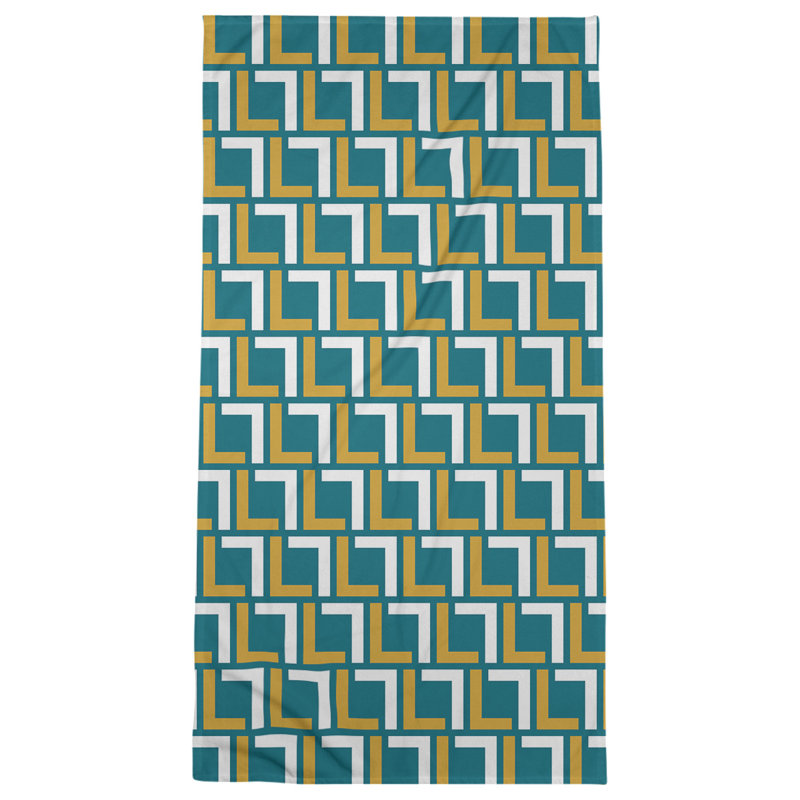 Serviette de bain, Bleu sarcelle / or / blanc