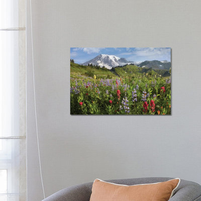 Paradise Meadow and Mount Rainier, Mount Rainier National Park 1 Piece Wrapped Canvas Wall Art