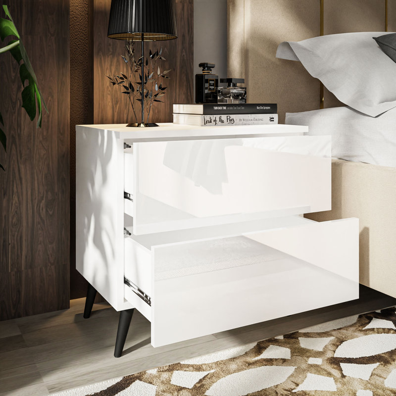 Donneville 2 Drawer Bedside Table, White