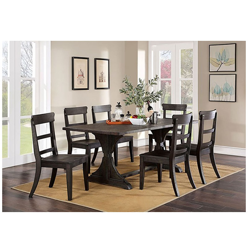 Turnour Solid Wood Dining Table, Antique Black
