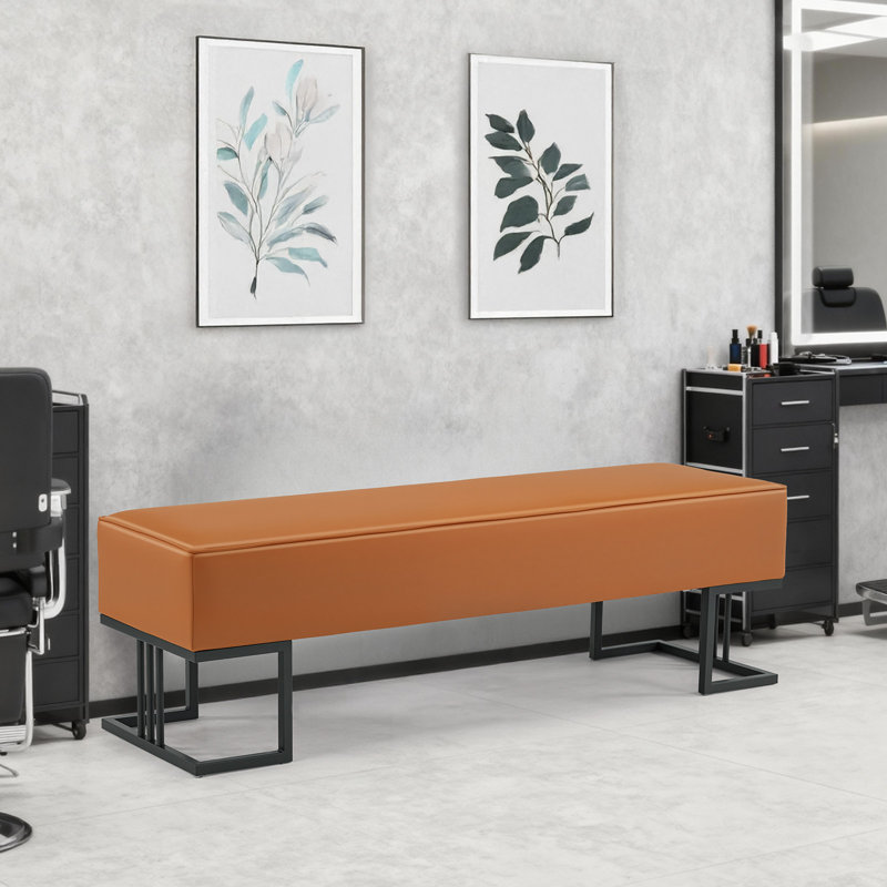 Banc de réception en similicuir brun 55,1 po, Noir, Brun