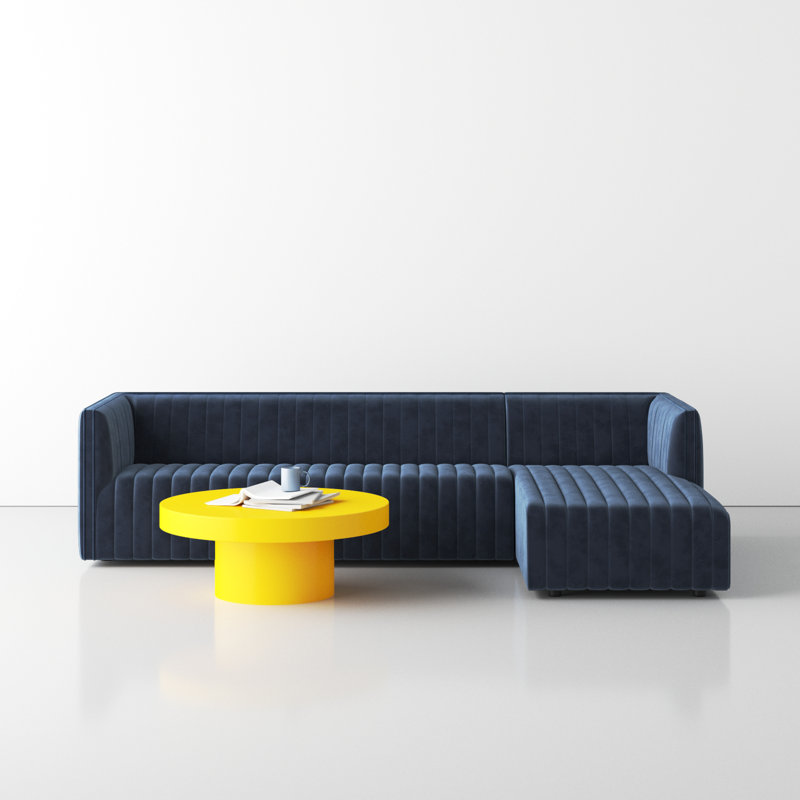 Brandt Velvet L-Shaped Sectional, Right Hand Facing, Dover Crescent Velvet, 26" H X 105" W X 64" D