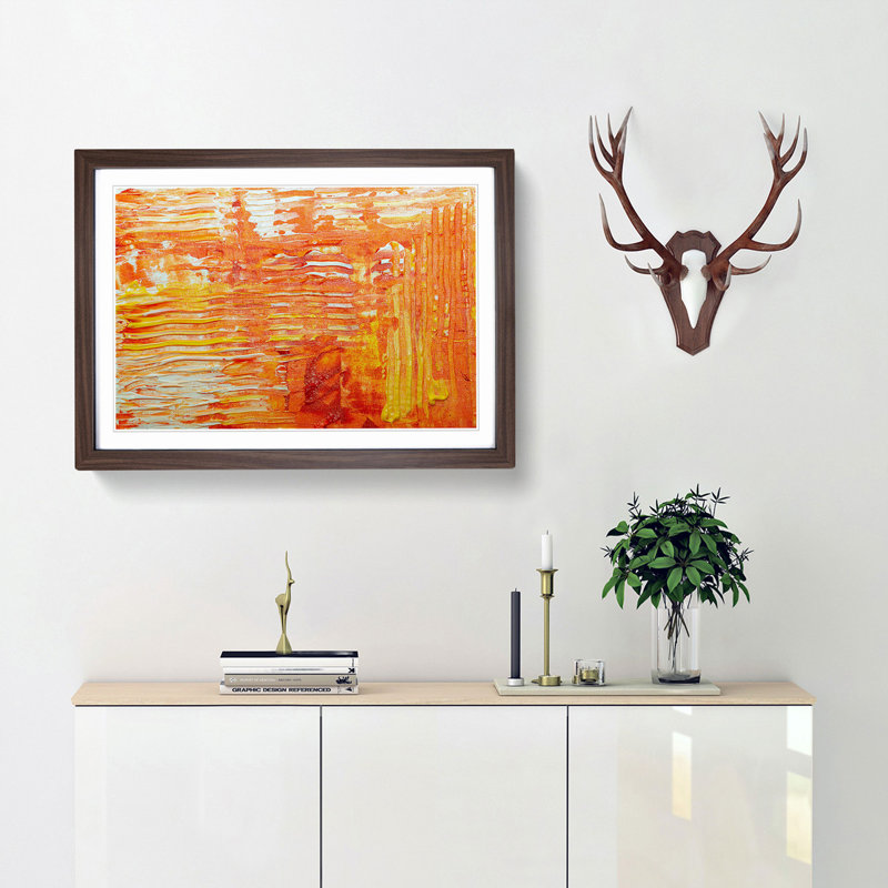 Abstract Art Painting Vol.169 by S.Johnson - Framed Print, 27cm H x 36cm W x 2cm D, Walnut Framed