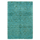 Hand Knotted Wool Area Rug in Teal And Light Green