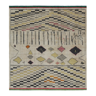 Moroccan Hand Knotted Geometric Area Rug