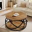 Table basse ronde de 31,5 po avec tablettes de rangement, table de bout ronde à 2 niveaux avec cadre en métal pour le salon, petit espace, brun-991583762