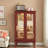 Elegant Light Oak Curio Cabinet with Tempered Glass Doors, LED Light, Mirrored Back Panel & Adjustable Shelves – Perfect Display Storage for Home & Office-1856611771-1852791099
