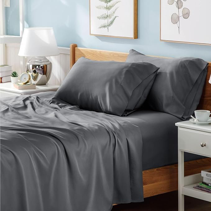 Ranarda Cotton Blend Percale Flat Sheet, Single (3'), Grey
