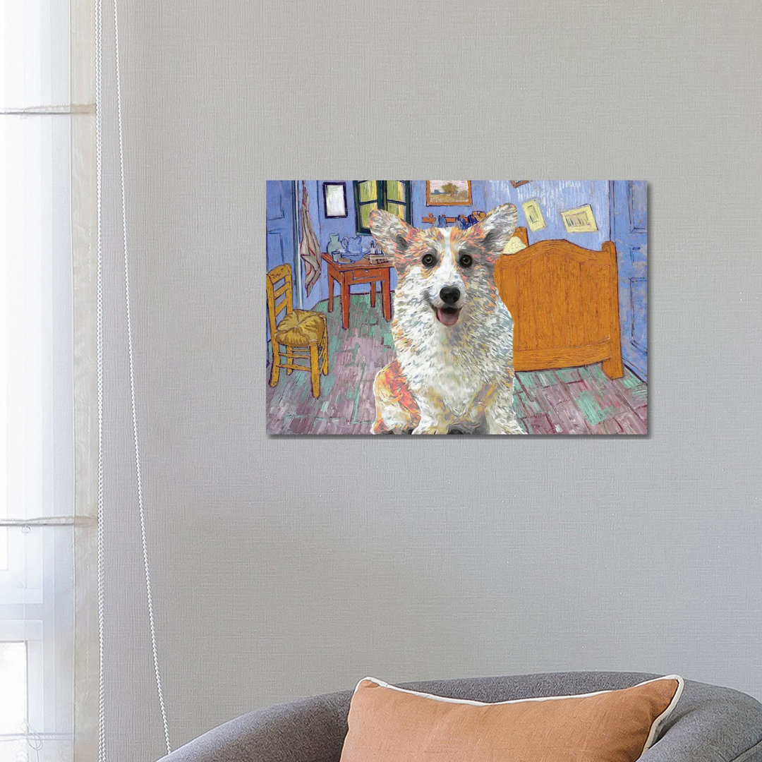 Pembroke Welsh Corgi the Bedroom - Wrapped Canvas Painting