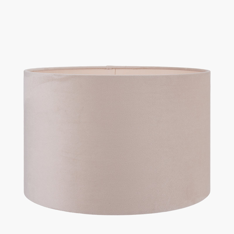 Rene Velvet Drum Lamp Shade ( Uno ), Cream, 29cm H x 45cm W x 45cm D
