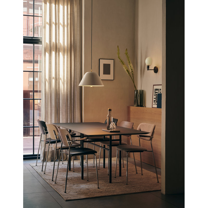 Co Upholstered Arm Chair, Bouclé 02 Acrylic, Dark Stained Oak, Chrome