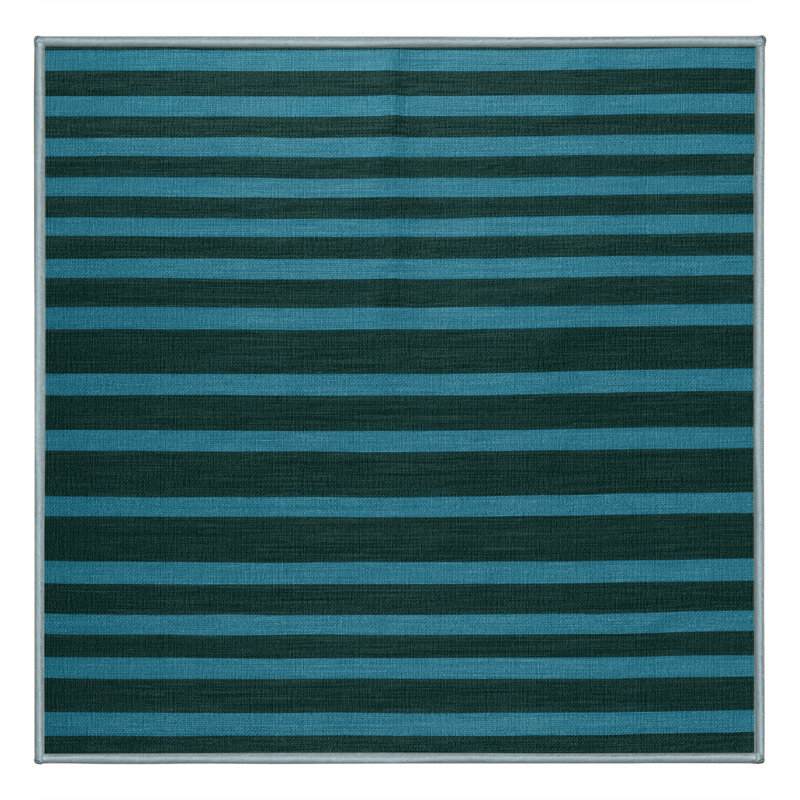 Tapis bleu à rayures horizontales lavable à la machine, Carré 5 pi