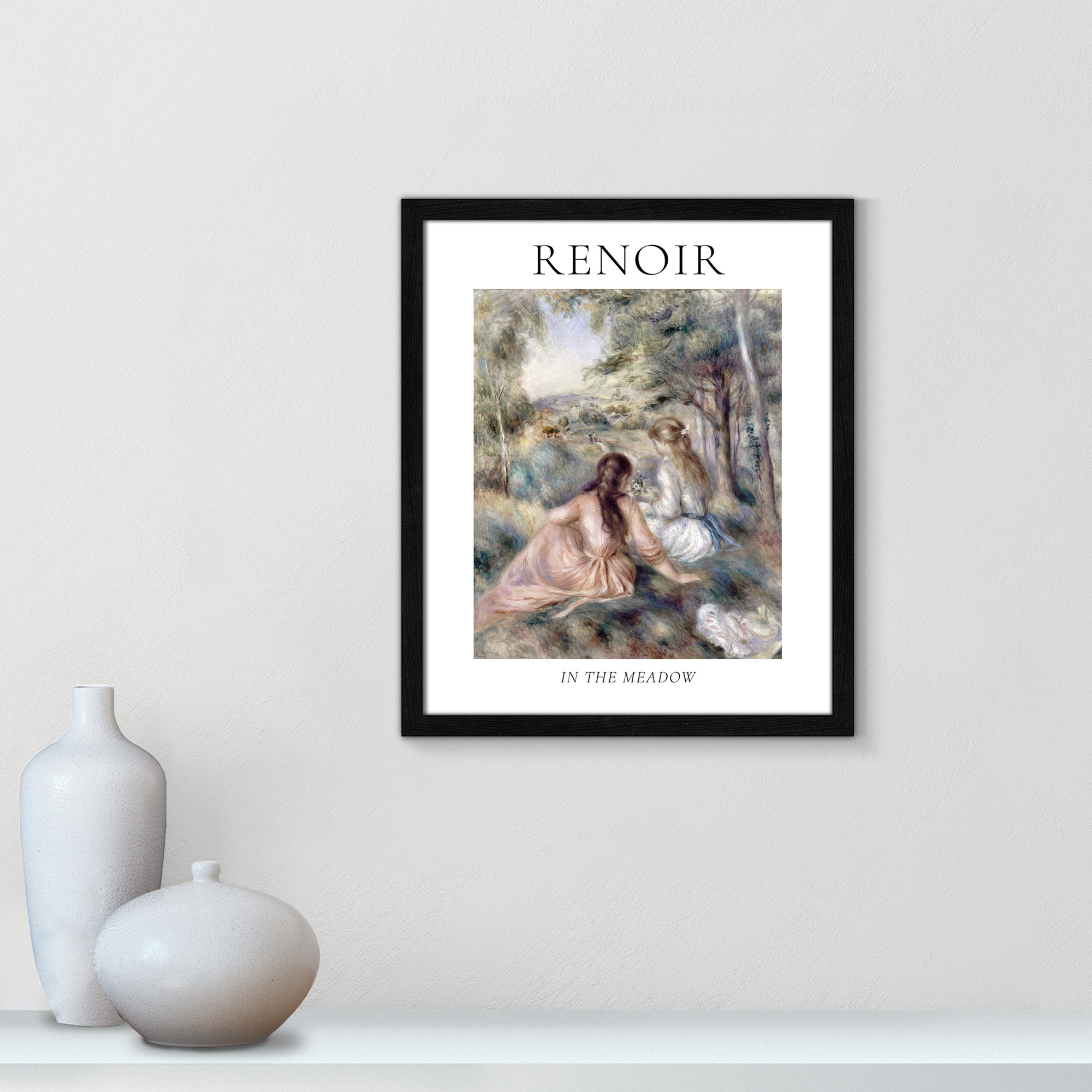 Old Masters Collection " In The Meadow " by Auguste Renoir, Black Single Picture Frame, No, 19" H x 16" W x 0.75" D