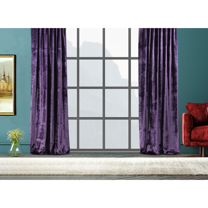 Room Darkening Single Curtain Panel, Purple, 130cm Width x 225cm Drop