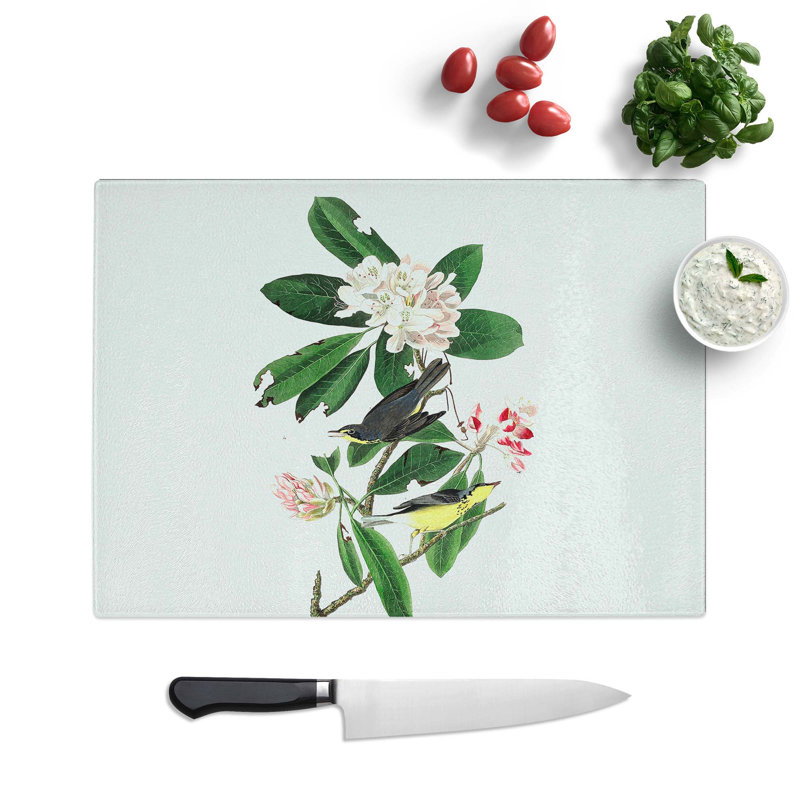Tempered Glass Canada Warbler Birds Chopping Board, 39 cm W x 28.5 cm L