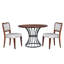 Ensemble de salle à manger rond de 107 cm (42 po) en placage chêne massif aspect bois, avec 2 chaises en noyer et piètement en fer de style industriel. Mobilier de cuisine 3 pièces : table, chaises rembourrées et piètement de bureau.