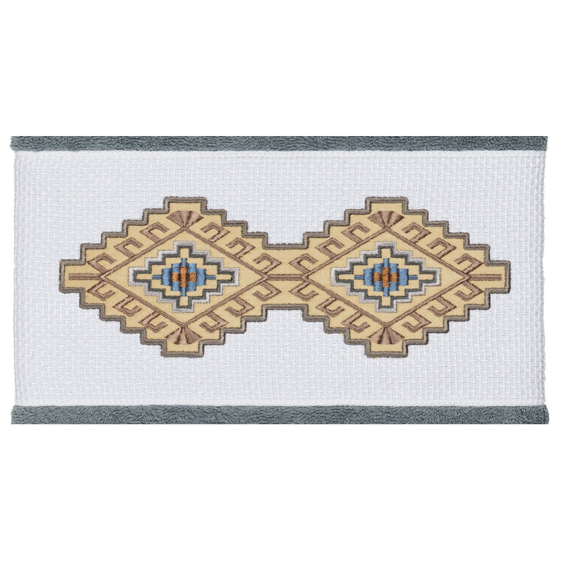 Serviette de bain en coton turc à ornements Gianna, Bleu sarcelle