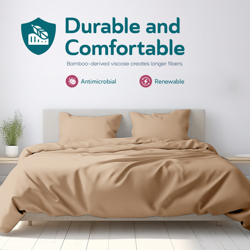 Sleepgram Sand King Bamboo Viscose Bed Sheet Set